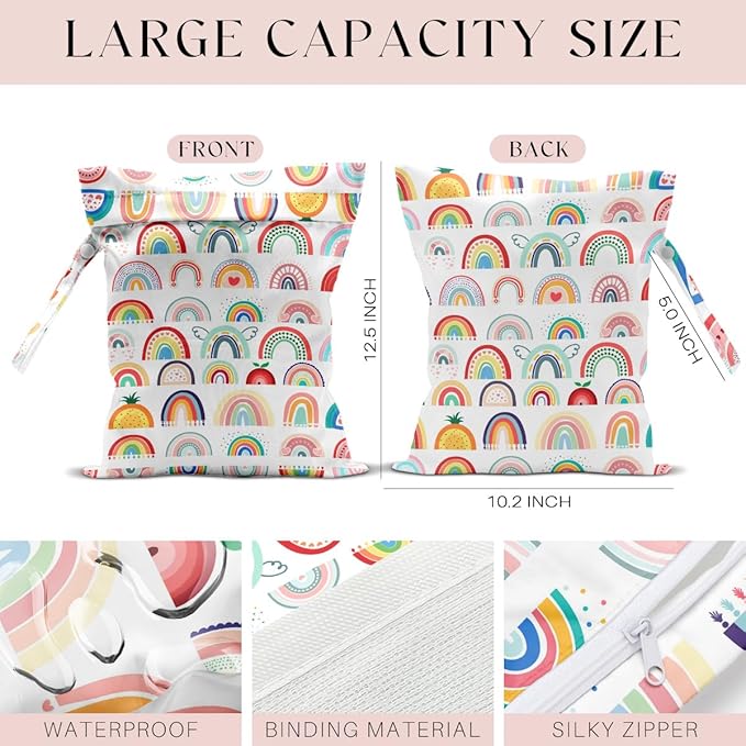 Waterproof Wet Bag for Swimsuit, Travel Beach Wet Dry Bag, Hidden Zipper