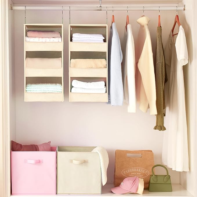 GRANNY SAYS 3 Shelf Hanging Closet Organizers and Storage, Collapsible Closet