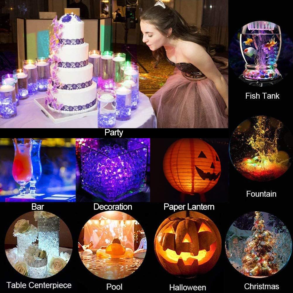 Halloween Pumpkin Lights with Remote, Submersible Pool Light for Party Events, Waterproof LED Tea Lights for Vase Fishtank Pond Wedding Christmas Decoration (Colourful, 10-Pack)
