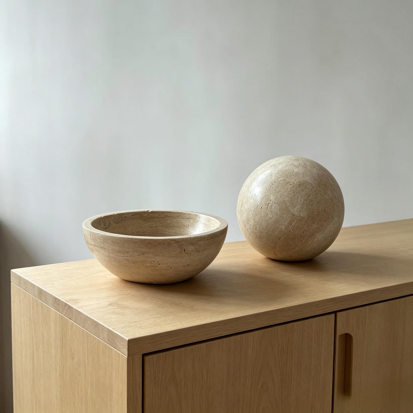 WILD WORKS Travertine Bowl, 6" Natural Stone Decorative Bowls for Entryway Table, Catchall Tray for Keys & Jewelry, Fruit Bowls for Kitchen Counter, Living Room Decor, Home Accent