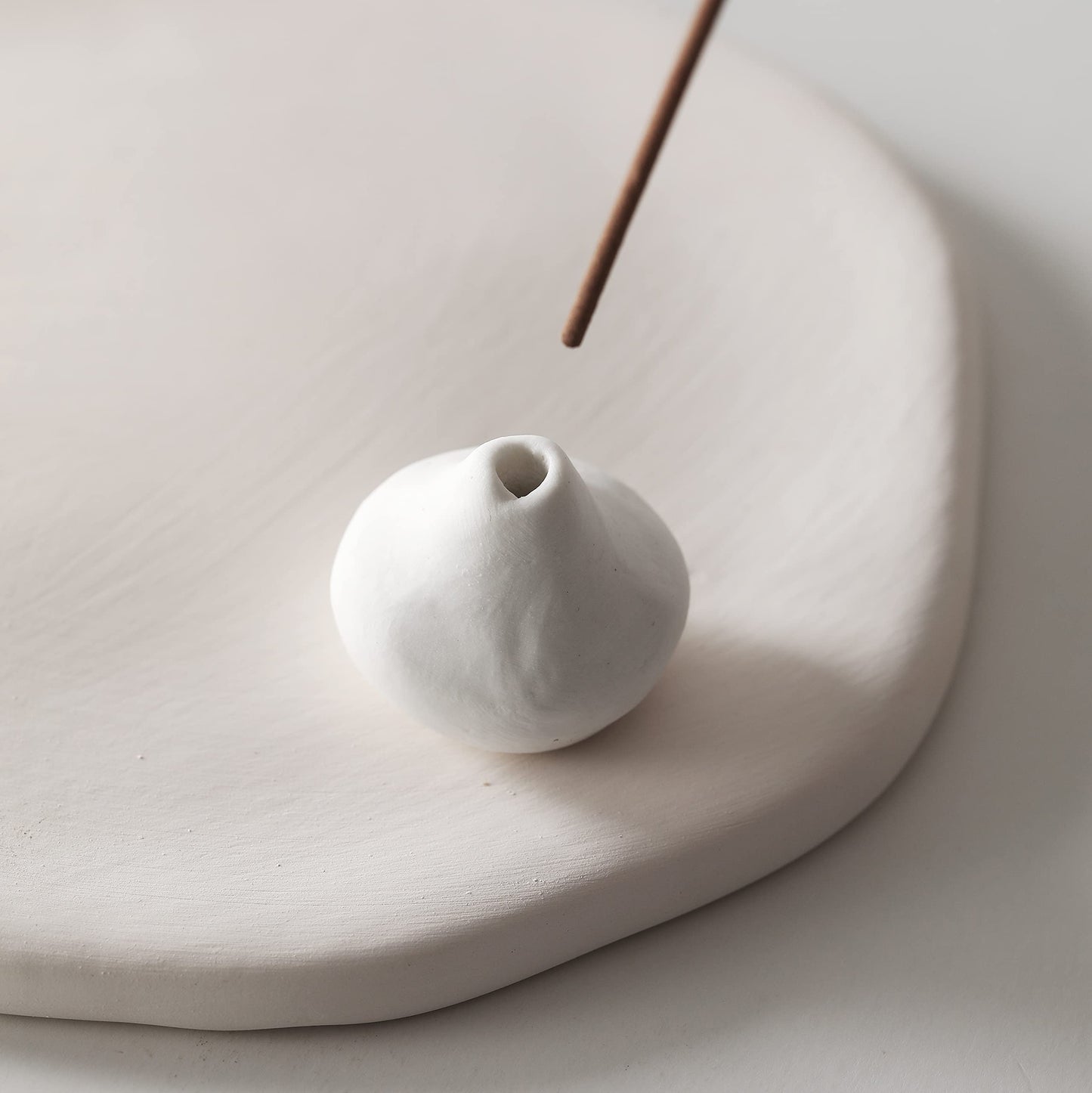 Handmade Incense Holder Irregula Plain Ceramic Stick Incense Holders Pomelo Pumpkin Incense Burner for Home Decor Yoga Meditation Zen (Pomelo White)