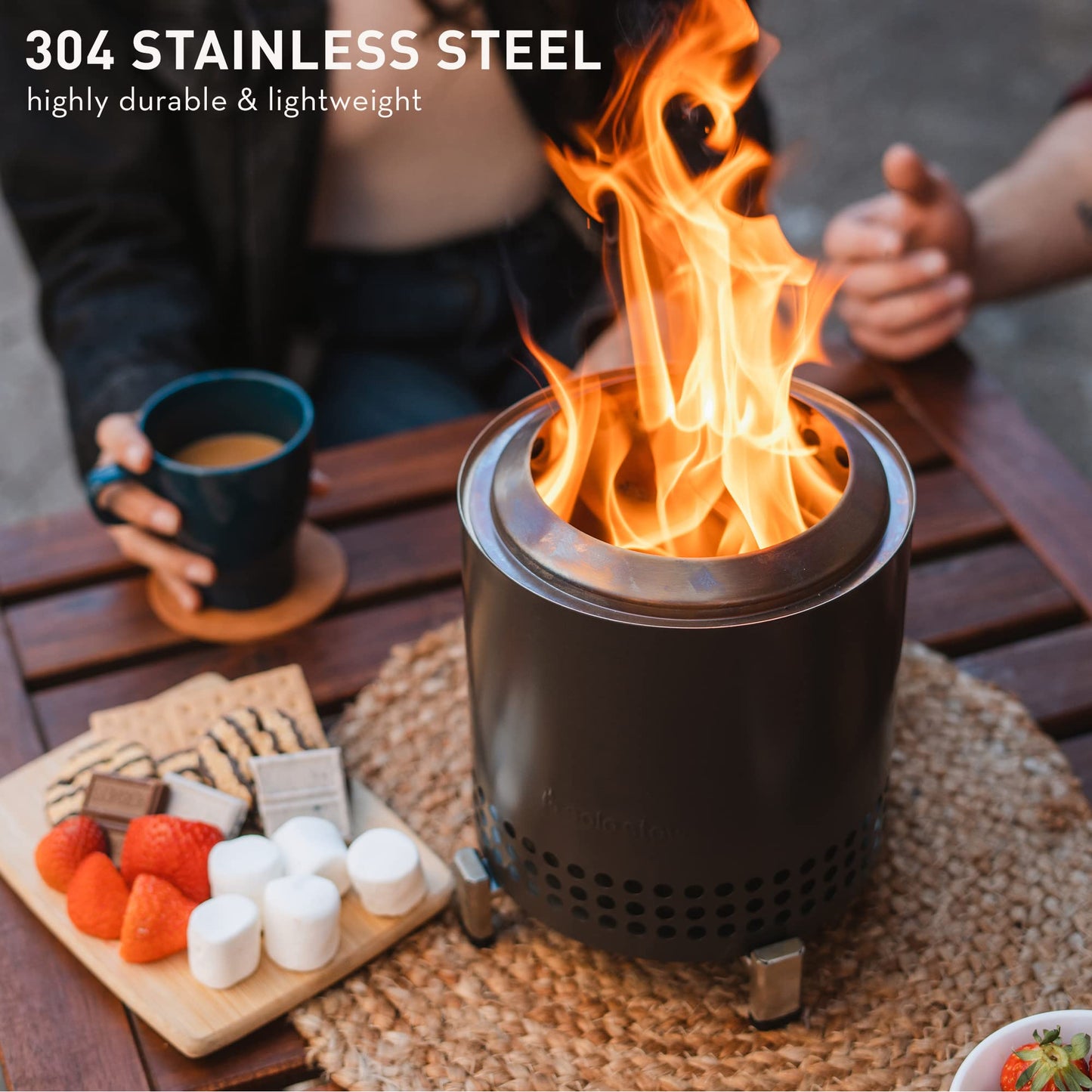 Solo Stove Mesa XL, 7 Inch Tabletop Fire Pit with Stand - Smokeless, Stainless Steel Fire Pit for Camping, Outdoor & Patio- Wood Burning or Pellet Fueled Portable Bonfire, 2.3lbs, Deep Olive