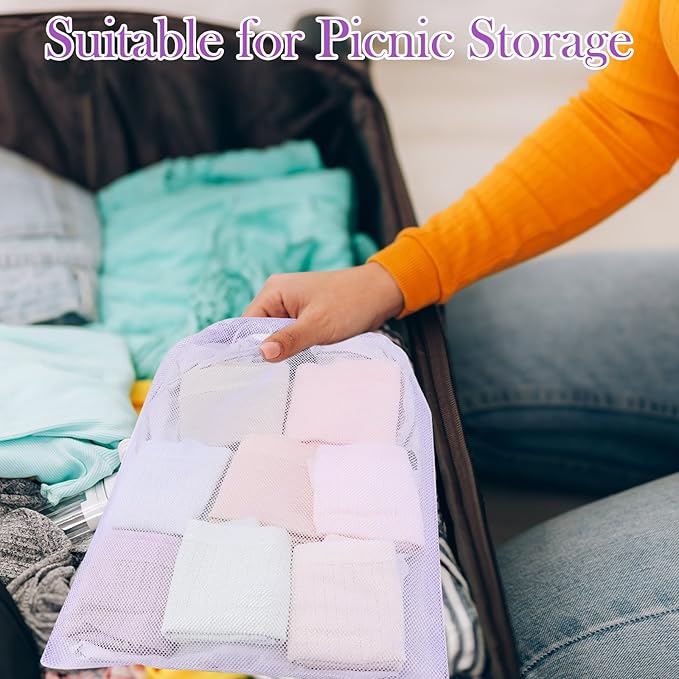 Frienda 6 Pieces Mesh Stuff Sack, 11 x 15 Inch Durable Nylon Drawstring Laundry