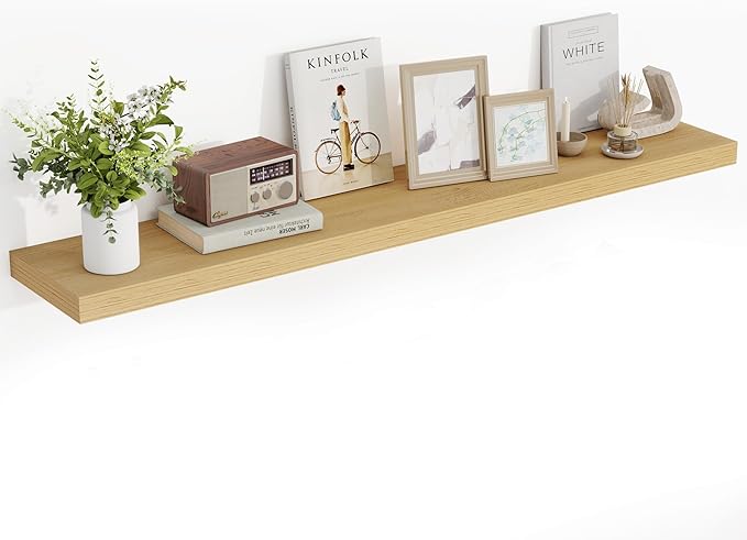 Acovy 55 Inch Floating Shelves, 3D Textured Wood Grain, Wooden Shelves