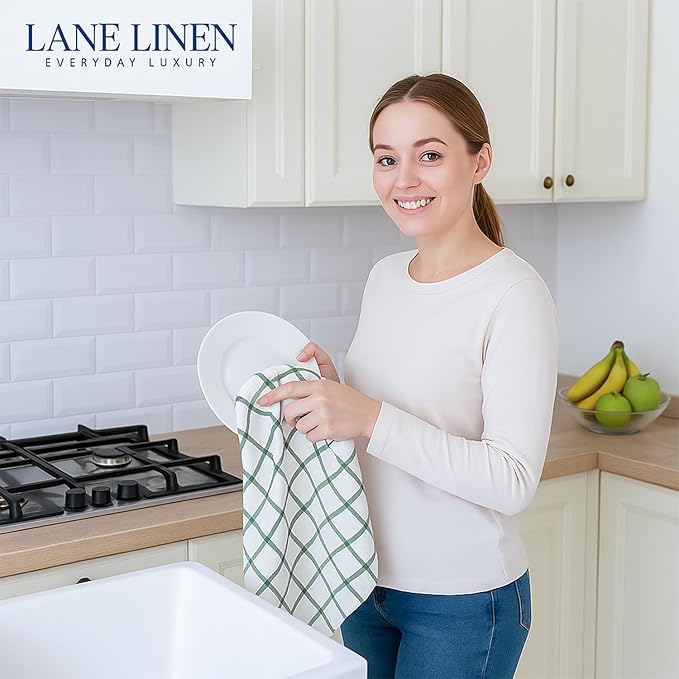 LANE LINEN Cotton Kitchen Towels Set, Quick-Drying Dish Towels, Premium Hand