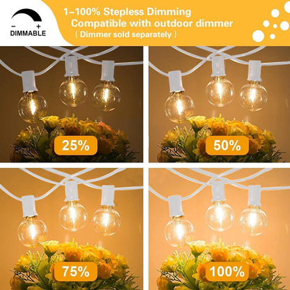 SUNTHIN Outdoor White String Lights, 27FT White Patio Lights with 14 G40 Shatterproof LED Bulbs(1 Spare), Waterproof Hanging Outside Lights for Yard, Porch, Deck, Garden, Pergola