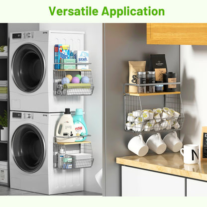 Ofiray-home Magnetic Shelf for Fridge with Wood Lid, Fruit Potato and Onion Storage Bins, Pantry Organizers & Storage, Large Container Magnetic Spice Rack for Refrigerator, Kitchen Counter, Cabinet