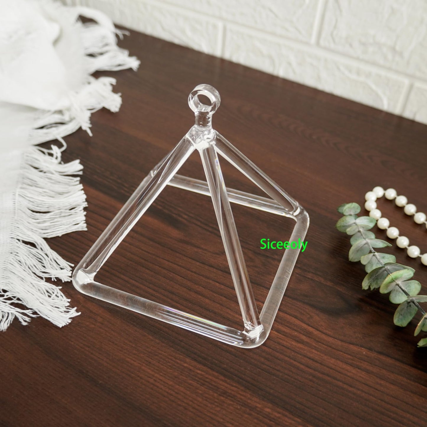 Siceeoly 5 Inch Clear Quartz Crystal Singing Pyramid Healing Musical Instrument For Sound Healing Meditation With Crystal Singing Bowl Striker