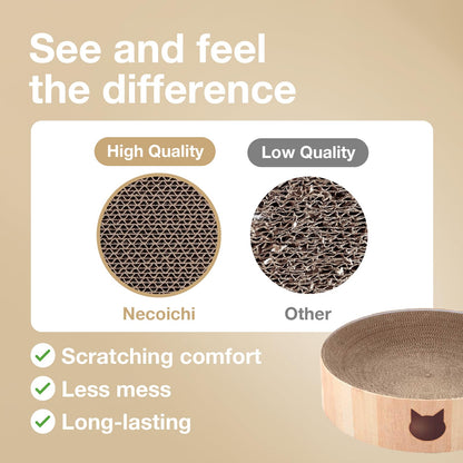 Necoichi Cat Scratcher Bowl for Indoor Cats - Cat Scratching Lounger with Reversible Usability and Extra Comfort for Lounge, Cardboard Bed Couch / (XL, Oak)