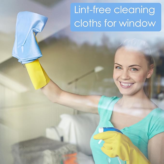 24 Pack Microfiber Glass Cleaning Cloth 16 Inch X 16 Inch Polishing Cloths