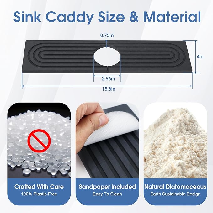 Fast Drying Stone Faucet Mat for Kitchen Sink
