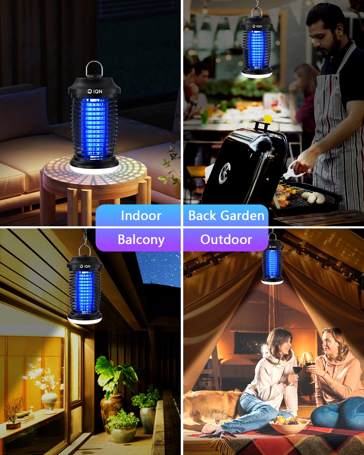 Outdoor Insect Killer, Mosquito Killer, Electric Fly Killer, Insect Killer, Mosquito Killer, Fly Trap, Indoor and Outdoor Flying Insect Killer 4200V, ABS Plastic Shell (Black)