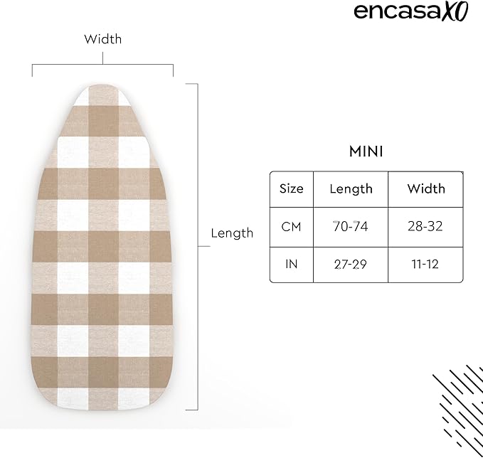 Encasa XO Ironing Board Cover and Pad 28"x12" - 4mm Felt Mini Iron Board Cover