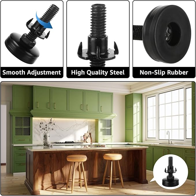 20Pack Adjustable Leveling Feet, 3/8”-16 Thread Heavy Duty Furniture Levelers