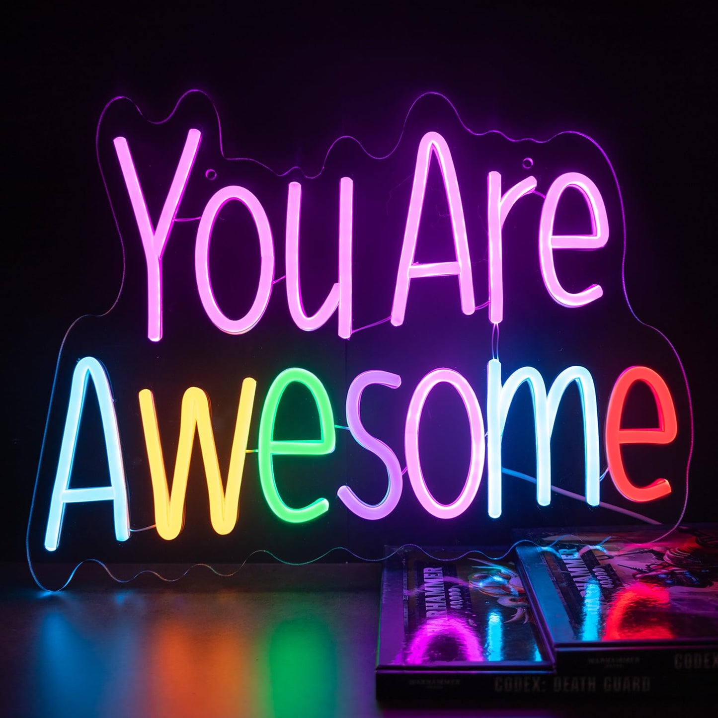You Are Awesome Neon Sign, Dimmable LED Neon Signs for Wall Decor, USB Powered Neon Light Sign Wall Art for Bedroom Christmas Party Classroom, Postive Aesthetic Decoration 14.17 x 10.24"