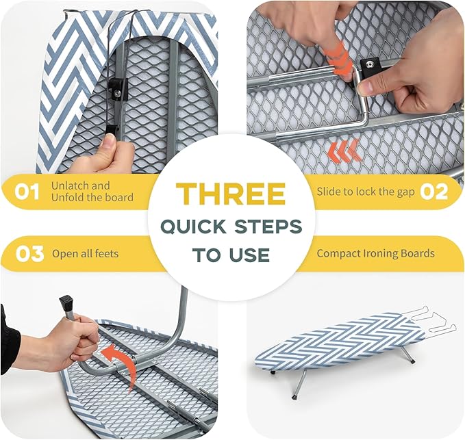 Small Tabletop Ironing Board Foldable, RAINHOL Steel Mesh Portable Iron Board