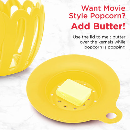 Ecolution Patented Micro-Pop Microwave Popcorn Popper with Temperature Safe Glass, 3-in-1 Lid Measures Kernels and Melts Butter, Made Without BPA, Dishwasher Safe, 3-Quart, Aqua