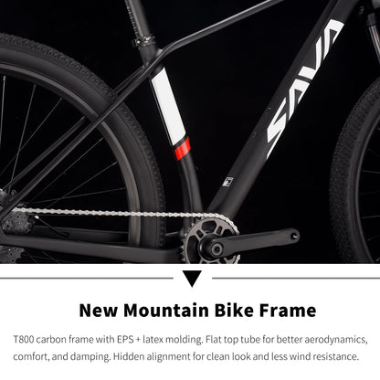 SAVADECK Carbon Fiber MTB with U6000 10 Speed Shift Groupset, Hydraulic Disc Brake with MT200 Break System (Shimmering White, 29 * 15.5)