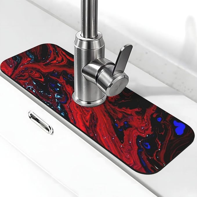 Red marble Kitchen sink faucet pad, strong water absorption, anti slip