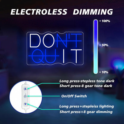 HAJAE Dimmable Don't Quit Neon Sign for Wall Decor, USB LED Light for Home Gym Bedroom Man Cave Office, DO IT Inspirational Gamer Room Decorations
