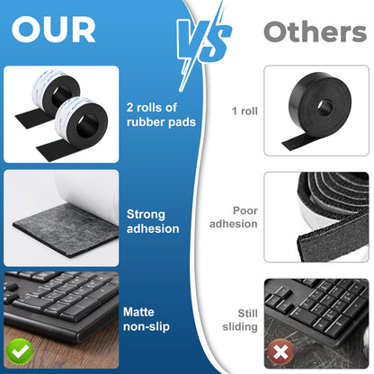 Rubber Feet 2 Rolls, Adhesive Rubber Pad, Non Slip Pads for Furniture and Electronics 1x40 inch