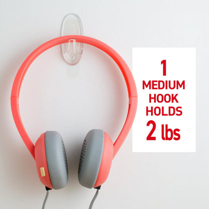 Command Medium Clear Wall Hook, 7 Wall Hook and 12 Strips, Damage-Free Hanging with Adhesive, Great for Hanging Home Decor, Holds up to 2 lb