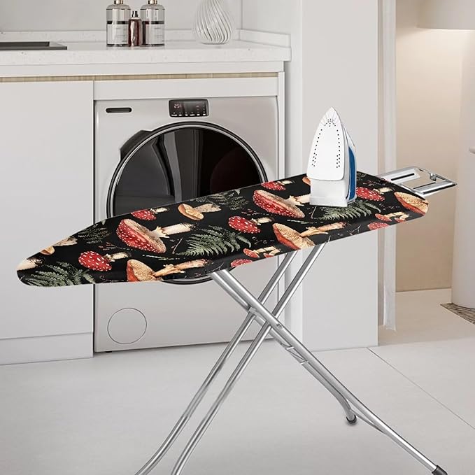 Mushroom Print Ironing Board Cover, Tropical Leaves Printed Iron Board Cover