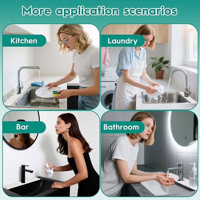 16 Inch Stone Faucet Mat for Kitchen Sink, Kitchen Sink Splash Guard-Water