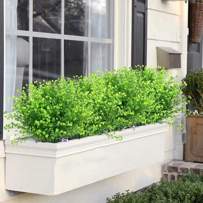PASYOU Artificial Plants, Fake Bell Grass Flowers Plastic Greenery Lifelike Patio Yard Corridor Indoor Outdoor Home Garden Balcony Party Pot Planter Filler Table Arrangement Decoration Green 8 pcs