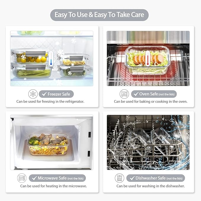 [10 pack Glass Meal Prep Containers