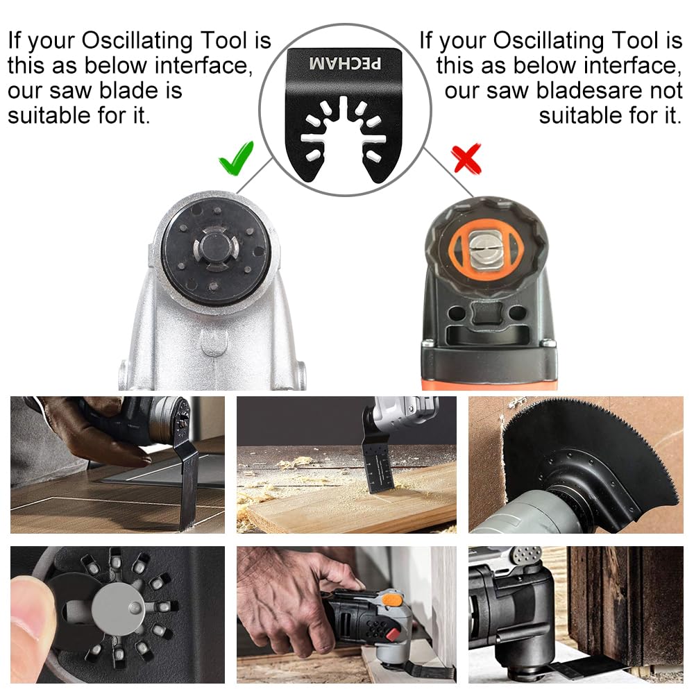 PECHAM 24PCS Oscillating tool Accessories Universal Wood Metal Oscillating Multitool Quick Release Tool Kits Fit Fein Multimaster, Ryobi, Milwaukee, Bosch, Dremel, Dewalt, Rockwell, Makita More