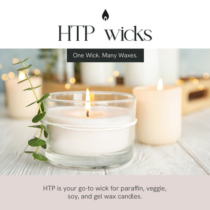 EAP Innovations HTP-104 Candle Making Wicks, Pre-Tabbed, Rigid, Self-Trimming Wicks for Candlemaking, Works with Paraffin, Gel & Vegetable Wax, 6" Length, Pack of 100