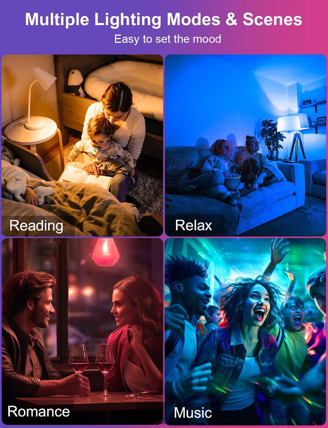 iLC Smart Light Bulb (150 Watt Equivalent) Compatible with Alexa Only, 1550 Lumens, Color Changing Warm White 2700K, 14W Bright LED Bulbs (4 Pack)