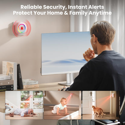 TECKNET Wireless Motion Sensor Door Chime - 61 Melodies & 120dB, 6m/110° PIR Detection & 1000ft Range, RGB Light with 5 Volume Levels, Easy Install for Home/Business/Store Security & Elderly Care