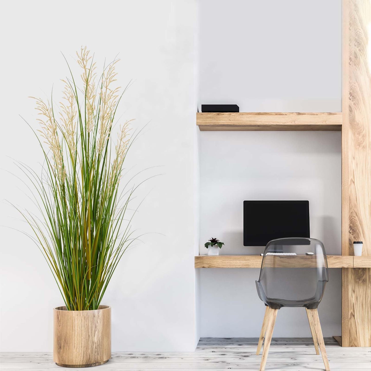 Haispring Artificial Plant, 47in Tall, 2pk Grass, Faux House Plants in Pot, Indoor Decorative Flowers &Greenery for Home and Office, Ideal Housewarming Gift