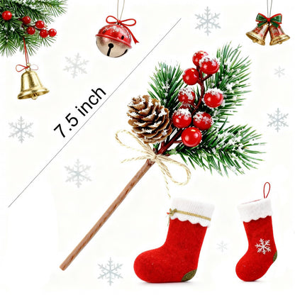 10 Pcs Red Berry Stems - Pine Cones for Crafts,Pine Cones for Decorating,Red Berry Wreath Floral Picks,Valentine's Day Mother's Day,Birthday Party Decoration,Gift Wrap Embellishment