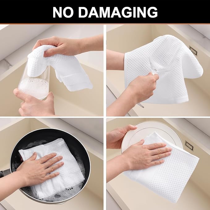 Homaxy Kitchen Towels and Dishcloths Set, 12 x 12 and 13 x 28 Inches, Super