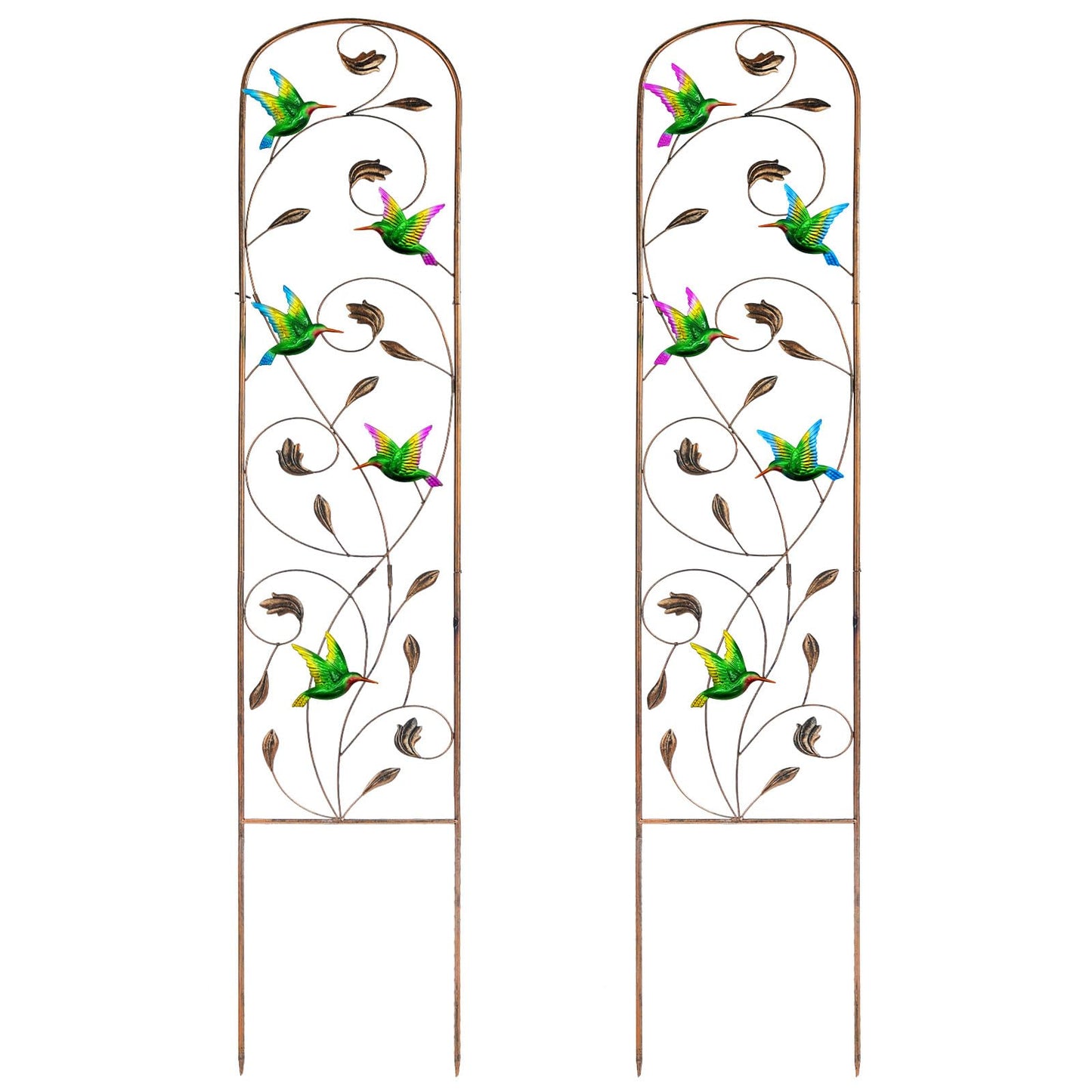 SUNNYPARK Set of 2 Hummingbird Metal Garden Trellis for Climbing Plants, Decorative Vegetables Flowers Vine Trellis for Outdoor Patio 60'' H x 11'' W