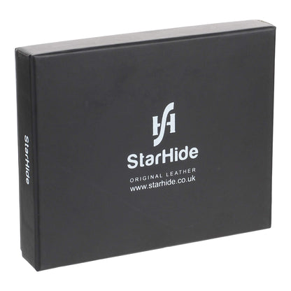 STARHIDE Men’s RFID Blocking Genuine Leather Wallet – Twin ID Card Holder, Coin Pouch, 7 Card Slots, 2 Note Compartments & Gift Box – Slim Bifold Wallet for Men 1213 (Hunter Brown)