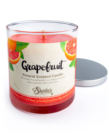 Grapefruit Highly Scented Natural Soy Candle, Essential Fragrance Oils, 100% Soy, Phthalate & Paraben Free, Clean Burning, 9 Oz.