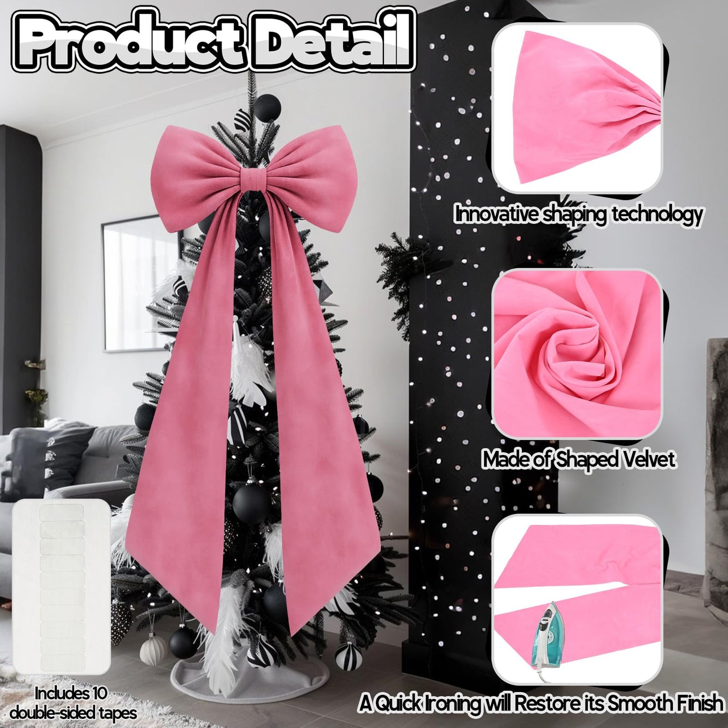 Froova Big Pink Bow Decor 50x20 Inch Coquette Birthday Decorations, Large Giant Velvet Coquette Room Wall Decor Bridal Shower Wedding Girl Just Want to Be One (Heavyweight Velvet, Shaping Process)