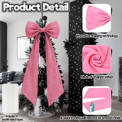 Froova Big Pink Bow Decor 50x20 Inch Coquette Birthday Decorations, Large Giant Velvet Coquette Room Wall Decor Bridal Shower Wedding Girl Just Want to Be One (Heavyweight Velvet, Shaping Process)