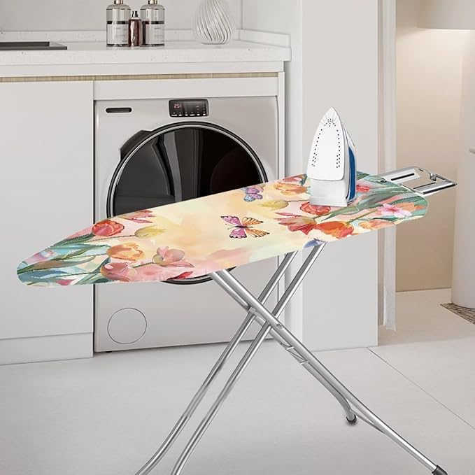 Sprowallow Tulip Butterfly Ironing Board Cover and Pad 15x54 Inch Standard Size