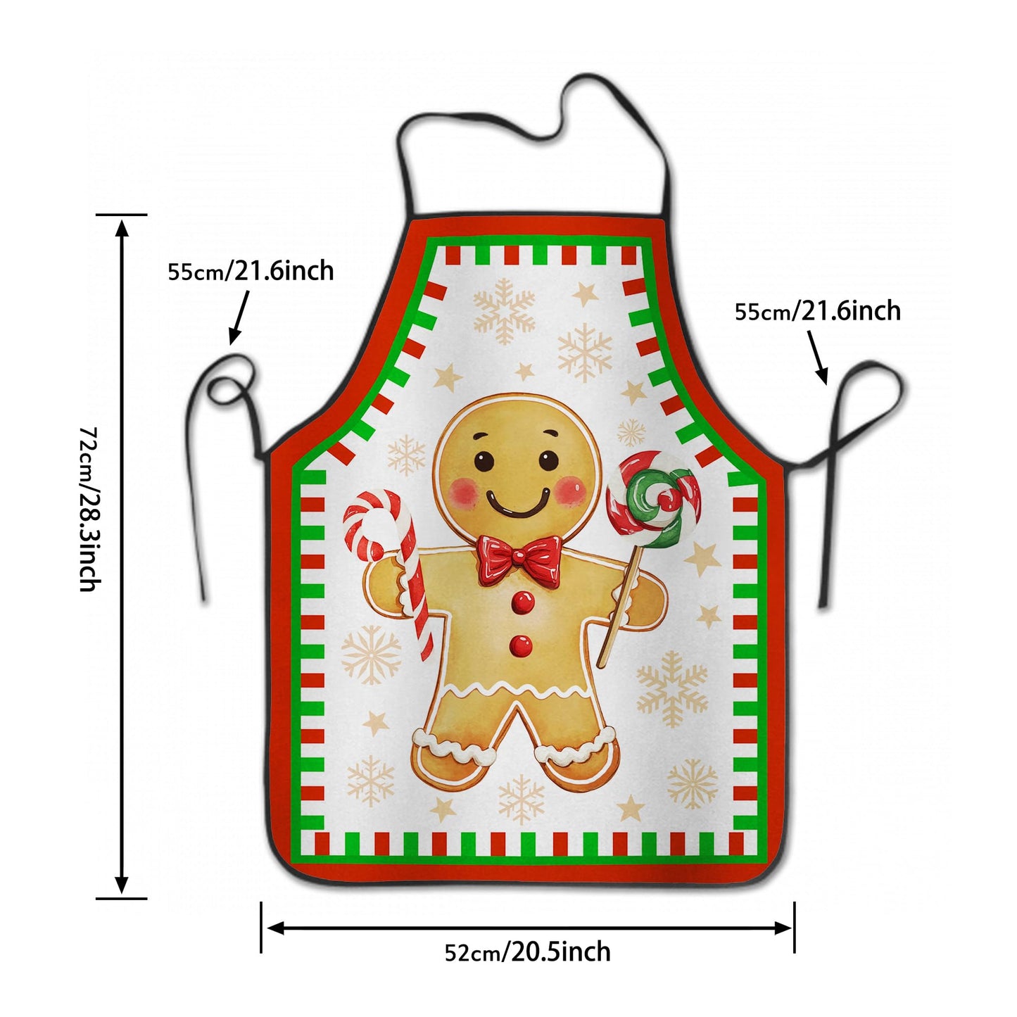 DZGlobal Christmas Apron Gingerbread Red Green Xmas Dinner Party Winter Holiday Chef Aprons with Adjustable Neck Tie for Women Men Kitchen Cooking Grill BBQ