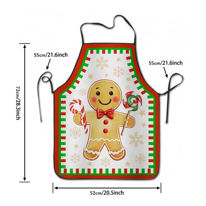 DZGlobal Christmas Apron Gingerbread Red Green Xmas Dinner Party Winter Holiday Chef Aprons with Adjustable Neck Tie for Women Men Kitchen Cooking Grill BBQ