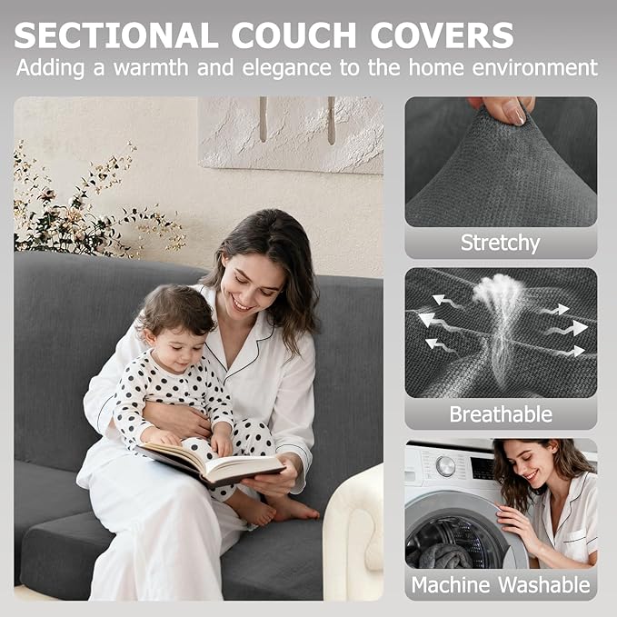 Arfntevss Sectional Couch Covers L Shape Couch Cushion Covers Slipcovers Fitted