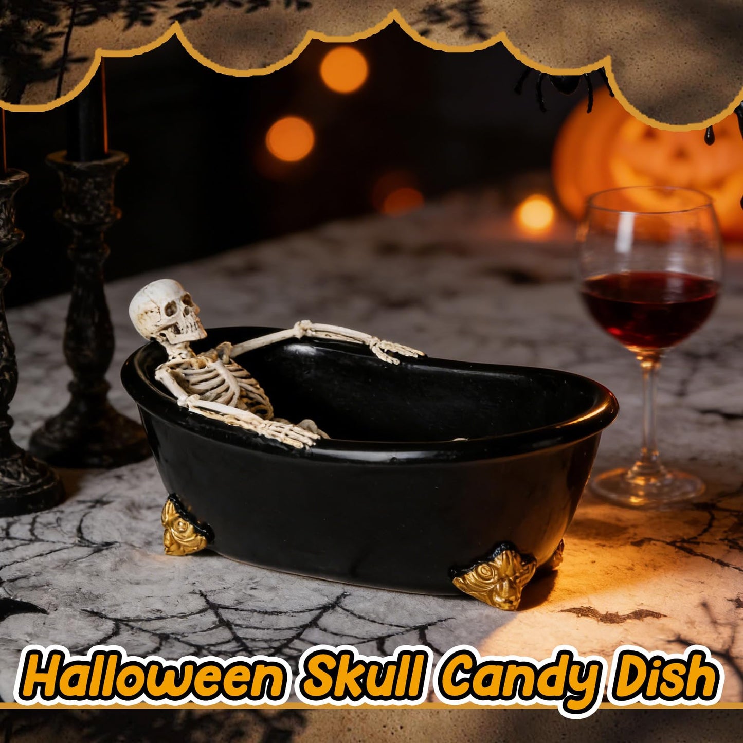 Wowagoga Skull Candy Dish, Bathtub Bowl,Resin Statues,Gothic Decoration for Home Office Decor Servers