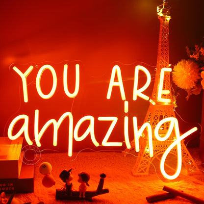 SYLHOME You Are Amazing LED Neon Light Sign 5V Girls Boys Bedroom Living Room Classroom Wall Decor Sign Hanging Smart Kid Birthday USB 16.9" X 10.6" Warm White