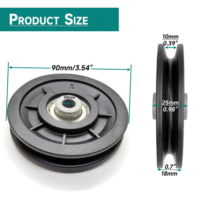 Profelinx Gym Machine Pulley Wheel 90mm Iron Core Wearproof Nylon Bearing for Cable Machine Part Replacement Home Gym Smith Machine Attachment