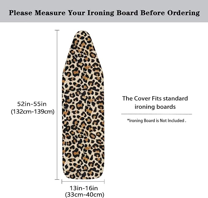 Light Brown Leopard Ironing Board Cover and Pad Heat Reflective Pad Protector